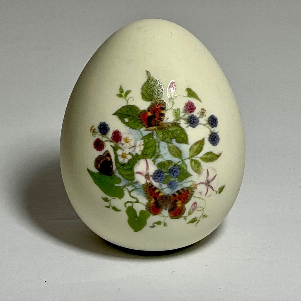 Vintage Bisque Porcelain Egg With Butterflies Cute Easter Decor, Easter egg